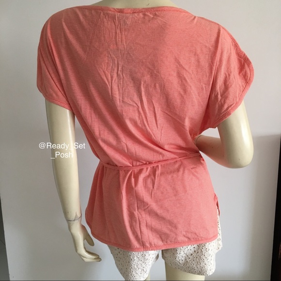 🔴 Talbots petites striped belted cap sleeve top - Picture 4 of 8